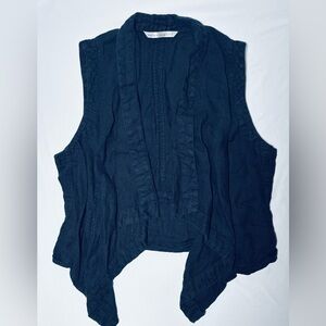 Peter Nygård Sleeveless Asymmetric Hem Draped Open Front Vest Women's Medium Blk